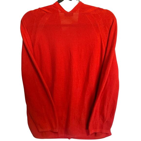 Akris Cotton V-Neck Long Sleeve Cardigan In Tomato Red Size 14 - Picture 11 of 16